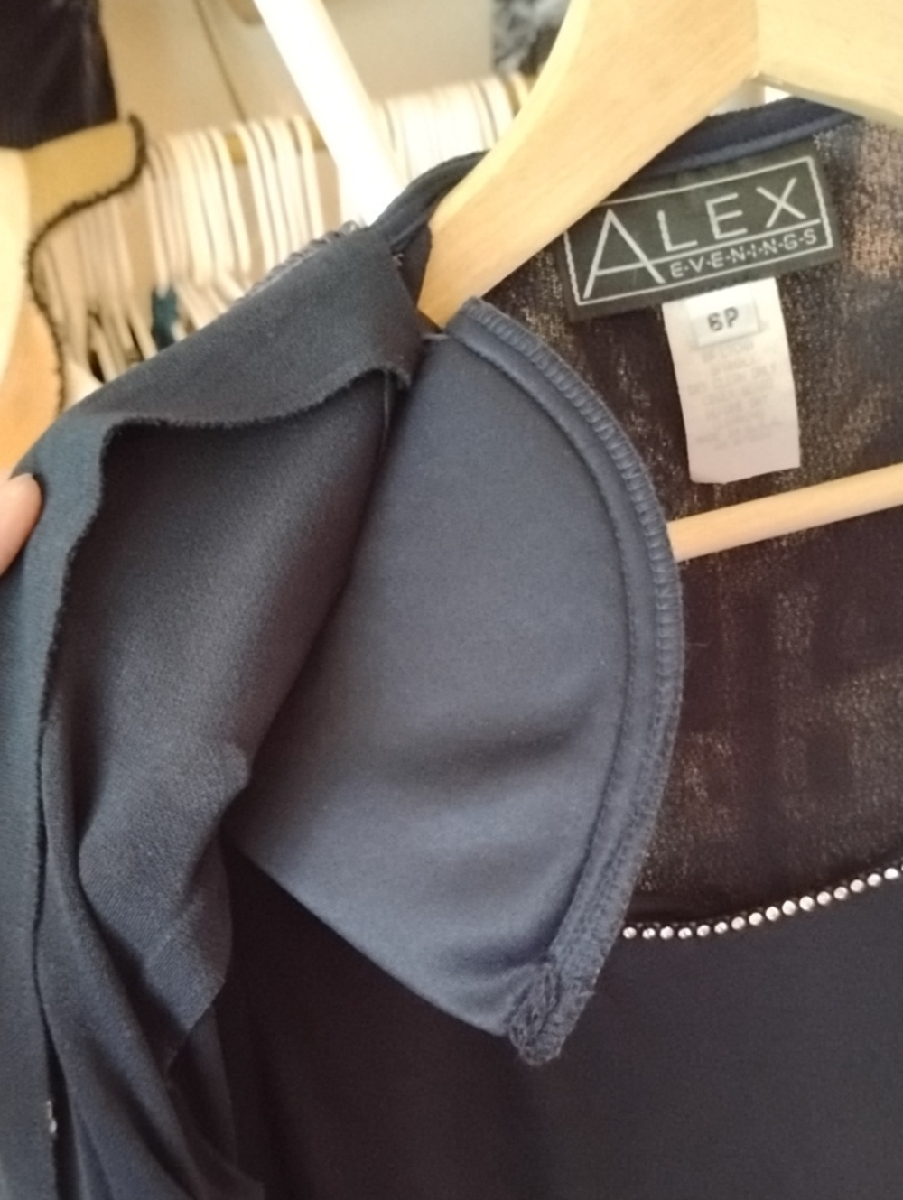 Alex Evenings-Nordstrom Dark Navy Maxi Dress& Cover With Diamond Detailing - Picture 8 of 12